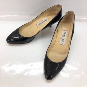 □JIMMY CHOO エナメルパンプス 36 黒 ジミーチュウ レディース パテントレザー イタリア製 複数落札同梱OK B240822-4