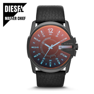 DIESEL ディーゼル MASTER CHIEF マスターチーフ DZ1657 偏向ガラス ブラック レザーバンド メンズ 腕時計★新品