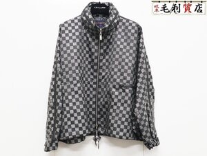 ルイヴィトン LOUIS VUITTON ダミエ ジップアップ ブルゾン ジャケット 36 シルバー 銀 FHC046NNK 美品 アウター