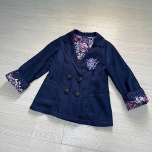 ANNA SUI mini アナスイミニ フォーマル ジャケット ワッペン 濃紺 入学式 卒園式 式典 サイズ130 美品