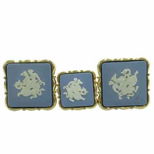 ウェッジウッド WEDGWOOD by Stratton カフス ピンセット アクセサリー ロゴ ゴールド金具 金色 青 ブルー /FF 0822 ■GY18 メンズ