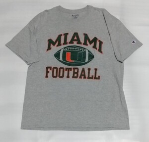 ☆Champion.COM TEEサイズXL半袖Tシャツ AUTHENTICスポーツATHLETIC APPARELファッションMIAMIフットボールFOOTBALLティーGLAYチャンピオン