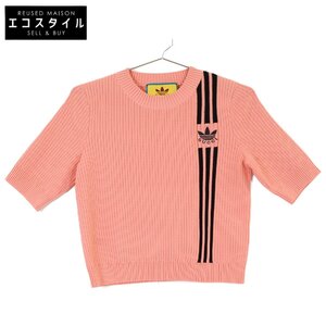 美品/国内正規 GUCCI グッチ ｘadidasアディダス 693809 リブニットカットソー/ トップス XS ピンク レディース