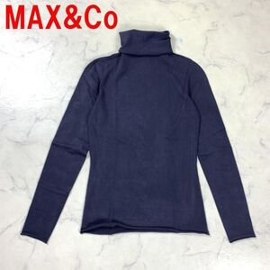 A2313 マックスアンドコー 長袖カットソー MAX&Co made in italy ネイビー ストレッチ タートルネック 紺 S