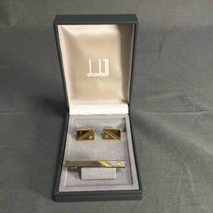 ▲　10/21　279467　dunhill　ダンヒル　ネクタイピン　カフス　メンズ　アクセサリー　ゴールドカラー　ケース付