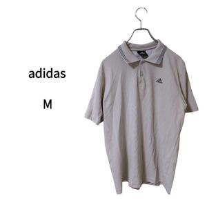 【adidas】アディダス（Ｍ）半袖ポロシャツ＊胸ロゴ＊鹿の子＊ゴルフ＊スポーツ