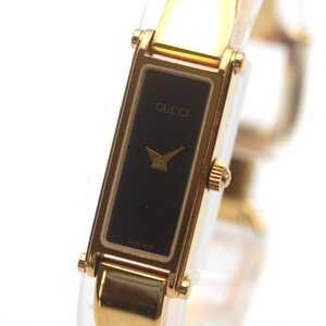 1円 稼働 GUCCI グッチ 1500L バングルウォッチ QZ クオーツ 黒文字盤 GP 腕時計 レディース ブランド 1018120241119