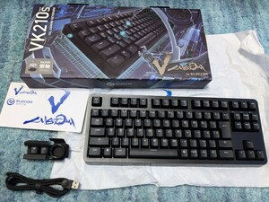 0610u1140　エレコム ゲーミングキーボード 有線 V-custom VK210S テンキーレス メカニカル ネオクラッチキーキャップ 銀軸 TK-VK210SBK