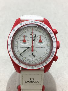 OMEGA◆×SWATCH/MISSION TO MARS/腕時計/アナログ/ナイロン/WHT/ホワイト/SO33R100