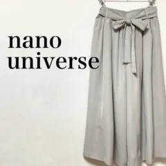 nano・universe ガウチョパンツ　リボン付き　ワイドパンツ　クロップド