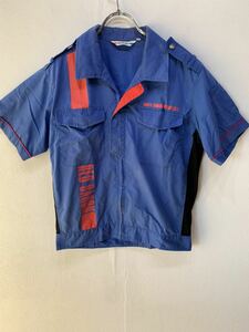 非売品　RED BARON レッドバロン　半袖　シャツ　Mサイズ相当　青／ブルー　レア　制服　ユニホーム　社員　従業員　　バイクMalujiu　G597