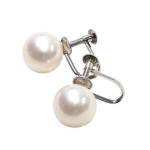 【Pt850】 パール 8.3mm イヤリング プラチナ ネジ式 本真珠 冠婚葬祭 パーティー Platinum Pearl earrings【ネコポスOK】◇J