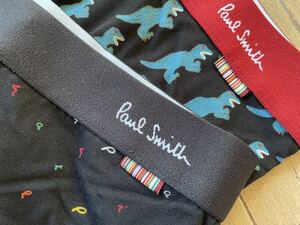 即決！ポールスミス！PAUL SMITH SHORT BOXER ショートボクサー 2枚組 LL ロゴ柄＆恐竜柄 ブラック