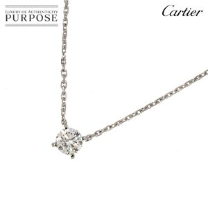 カルティエ Cartier ソリテール ダイヤ 0.30ct F/VS1/EX ネックレス 42cm K18 WG 750 Necklace【証明書・鑑定書付き】 90247005