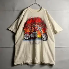 US 00s 90s バイカー Tee 半袖Tシャツ 旧 Y2K 爆炎 G138