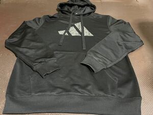 新品adidas COMBAT黒、ロゴグレーストレッチパーカー　サイズL