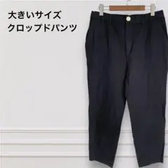 シンプルライフ レナウン【19号】フロントタッククロップドパンツ黒ストレッチ