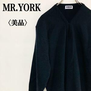 MY 2303-0069 MR.YORK ミスターヨーク デザインVネック ウールニットセーター 肉厚 メンズ L オシャレ ダンディ 