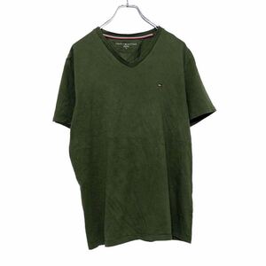 TOMMYHILFIGER 半袖 ロゴ Tシャツ M グリーン トミーヒルフィガー Vネック a508-5557