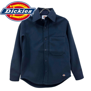 新品 S ★ Dickies ディッキーズ フリース ワークシャツ ジャケット ネイビー 厚手 大きめ アウター シャツジャケット メンズ レディース 