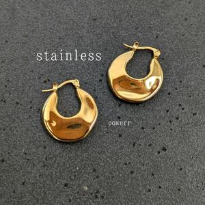 ステンレス ゴールド フープ リング 上品 ピアス アクセサリー 金 おしゃれ