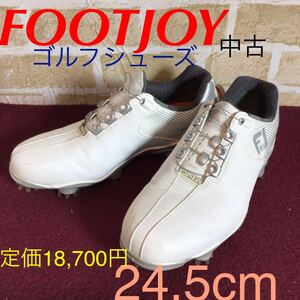 【売り切り!送料無料!】A-230 FOOTJOY!ゴルフシューズ!24.5cm!白!D.N.A Boa ディーエヌエー ボアゴルフ!趣味!本格的!女子ゴルフ!中古