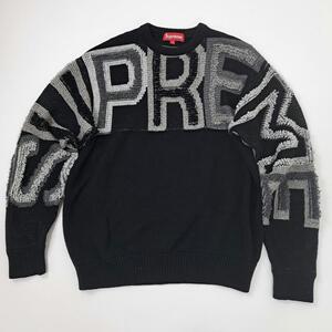 Supreme シュプリーム 21AW セーター ロゴ入り ニット 黒 ブラック 文字 ブランドロゴ ストリート sweater 厚手