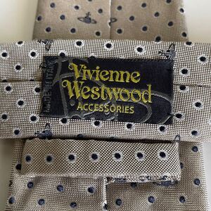 Vivienne Westwood（ヴィヴィアンウエストウッド）ベージュ水色ミニオーブドットネクタイ