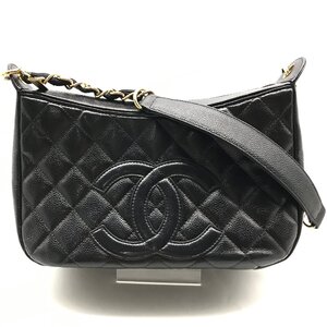 1円 良品 CHANEL シャネル ココマーク マトラッセ キャビアスキン ハンド ワンショルダー バッグ ブラック レディース a6574