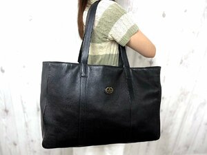 極美品 GUCCI グッチ トートバッグ ハンドバッグ バッグ レザー 黒 A4収納可 メンズ 72307Y