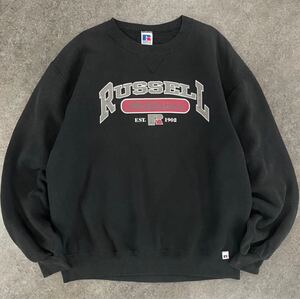 USA製 90s Vintage RUSSELL ATHLETIC ラッセル ラッセルアスレティック スウェット トレーナー ロゴプリント ブラック 黒 メンズ L