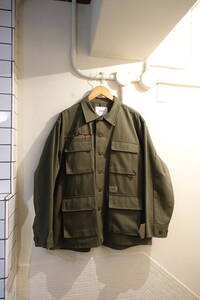 WTAPS ミリタリー　刺繍　ジャケット　サイズ02　オリーブ　212WVDT-SHM02　21AW　JUNGLE 01 LS / COTTON. TWILL