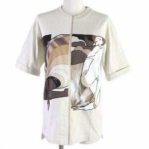 美品□FENDI フェンディ 2021年製 スパンコール エンブロイダリー カットソー 半袖Ｔシャツ アイボリー XXS イタリア製 正規品 レディース