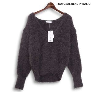 【新品 23AW】 NATURAL BEAUTY BASIC ナチュラルビューティーベーシック 秋冬★ Vネック ニット セーター Sz.M レディース　K4T01655_A#E