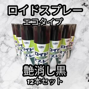 【12本セット】ロイドスプレー 300ml 艶消し黒　カーペイント スプレー 鉄用 屋内木用 屋外木用 ペイント