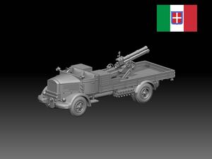 1/72レジンキット 未塗装　WW2 イタリア軍　100/17 su Lancia 3Ro トラック　ランチア3Roトラック　100mm 榴弾砲搭載　自走砲　240804