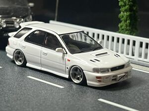 激渋　TLV トミカリミテッドヴィンテージ　1/64 スバル　インプレッサワゴン　STI スタンス　仮ナンバー付き　SSR風ホイール　深リム