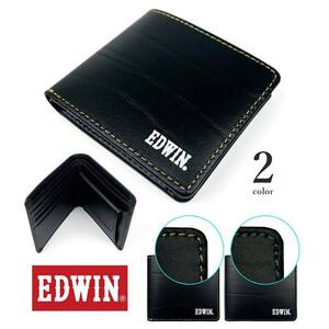 【全2色】 EDWIN エドウイン カラーステッチ 二つ折り財布 ウォレット 再生皮革