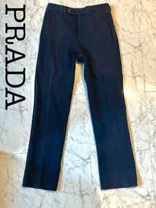 正規品 約8万 PRADA プラダ チノパンツ SIZE 44(XS) ネイビー 紺 テーパード メンズ イタリア ブランド ストレッチ 