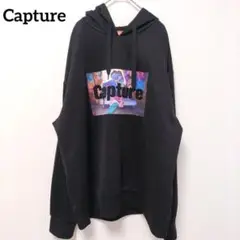 Capture　キャプチャー　メンズ　フードパーカー　ブラック系　ロゴ