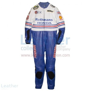 海外 送料込み 　高品質　本革　フレディ・スペンサー　ROTHMANS 　MOTOGP 1986レーシングレザースーツ　MOTOGP サイズ各種　レプリカ