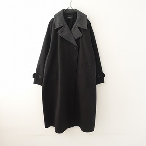 //【定価2.9万】ミズイロインド mizuiro-ind *ワイドロングコート*バイカラー配色ジャケットアウター(jk1-2402-186)【42B42】