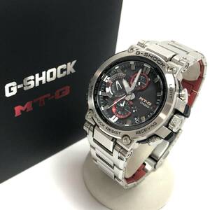 ＊【極美品】CASIO G-SHOCK MTG-B1000 タフソーラー メンズ 腕時計 MT-G 電波ソーラー Bluetooth搭載 デイト グレー文字盤 カシオ 箱付き