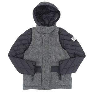 【本物保証】 希少 レア 超美品 モンクレール ガムブルー MONCLER GAMME BLEU ヘリンボーン ダウンジャケット 1 S-M相当 メンズ アウター