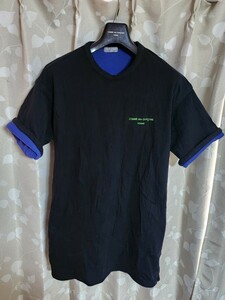 今回がラスト出品　COMME des GARCONS　HOMME コムデギャルソン　オム　ロゴプリント　リバーシブルTシャツ　黒　ブラック　ブルー