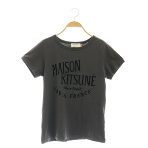 メゾンキツネ MAISON KITSUNE ロゴ 半袖カットソー Tシャツ プルオーバー コットン S チャコールグレー /YQ ■OS