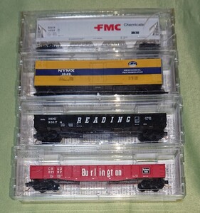 アメリカ型 貨車 N-scale micro trains covered hopper reefer gondola 4両 Nゲージ マイクロトレインズ