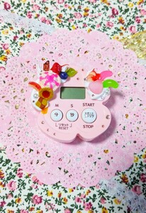 スイーツデコ月☆キッチンタイマー☆ピンク花☆☆台所用品☆