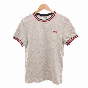 ドルチェ&ガッバーナ ドルガバ DOLCE&GABBANA リンガーTシャツ カットソー 半袖 ライン ロゴ M グレー /JS ■GY09 メンズ