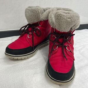 ★SOREL レディース ウィンターブーツ COZY CARNIVAL 《品番 NL2297-645》 防水保温《レッド系》 24.0cm【3回使用の中古品】23★